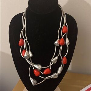Elegant Red and Silver Women's Necklace